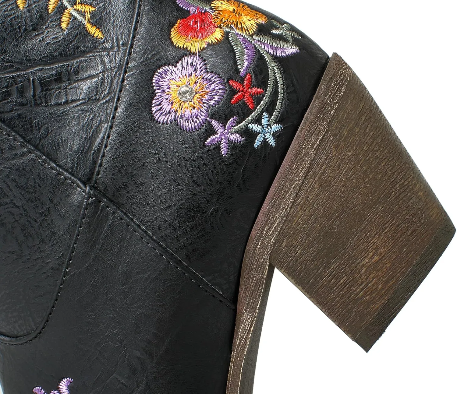 Women's Wide Calf Knee High Cowboy Boots in Black,Bold and Chic - Perfect for Any Occasion!