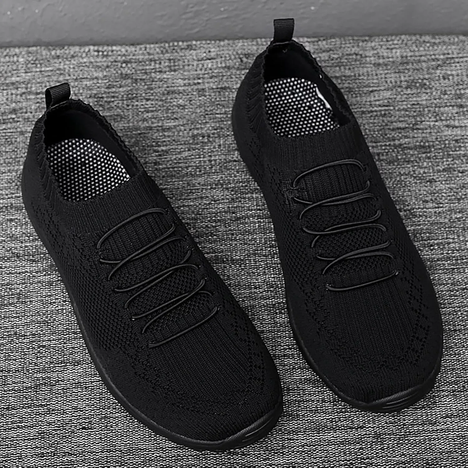 Womens Woven Shoes Slip-on Women's Sneakers Loafers Solid Color Lightweight Cute Round Toe Running Shoes Loafers for Women Casual Outdoor Walking Shoe